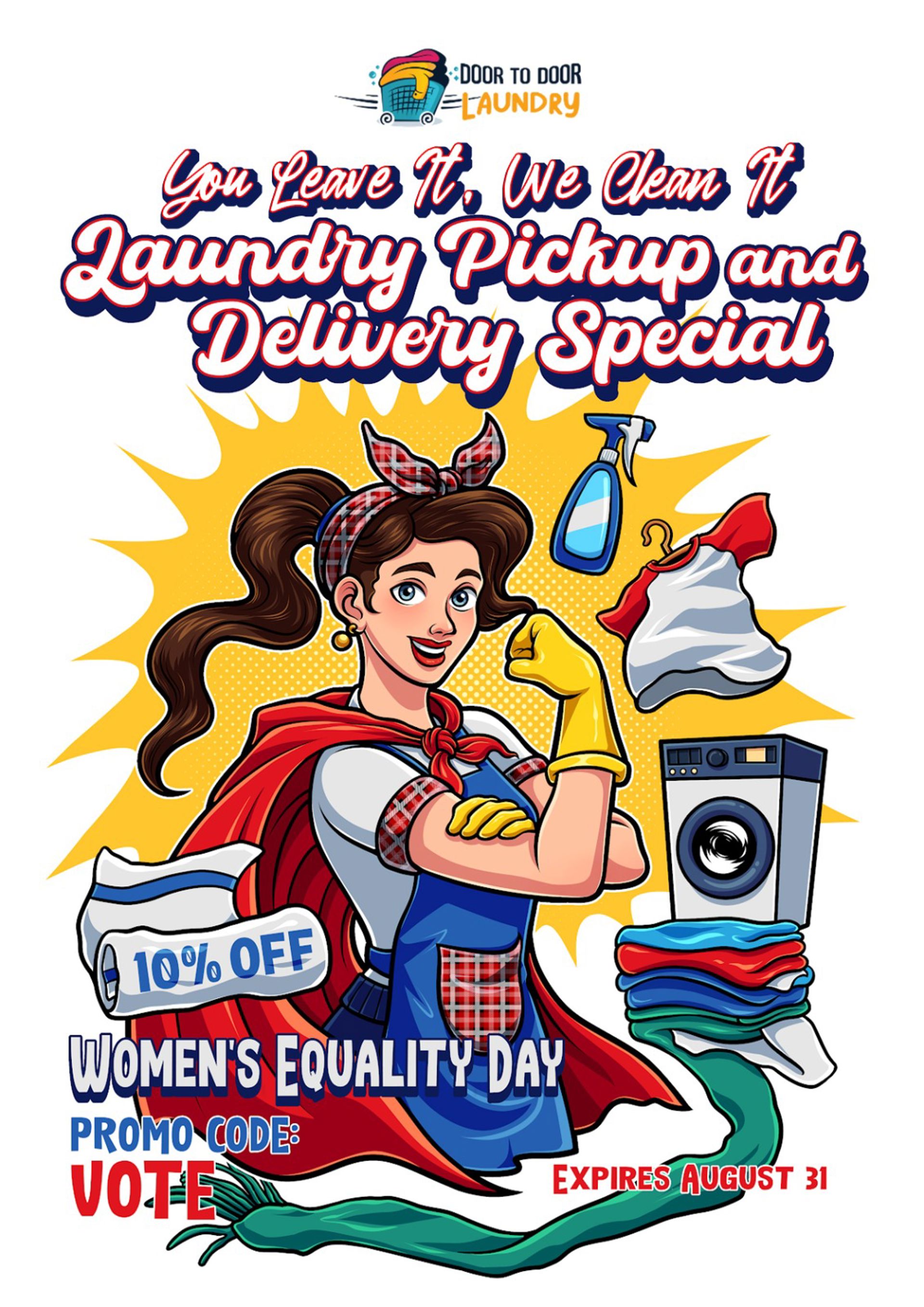 Door To Door Laundry Women Equality Day Promo