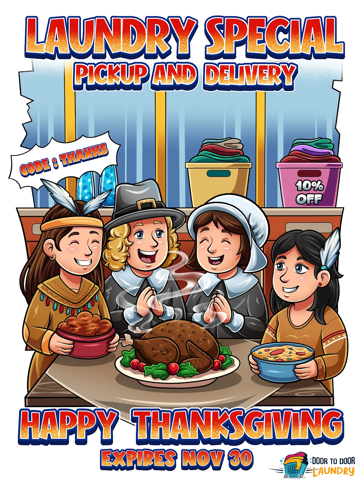 Laundry Pickup And Delivery Service Thanksgiving Special