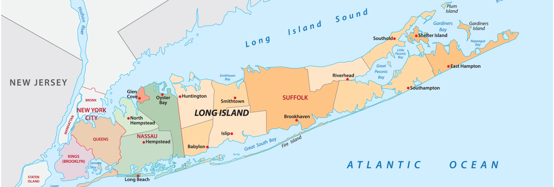 Ny Long Island Map 1920X650